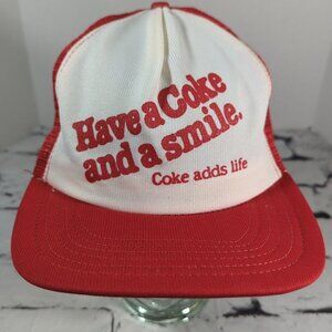 Have a Coke and a Smile Vintage Snapback Trucker Hat Red White